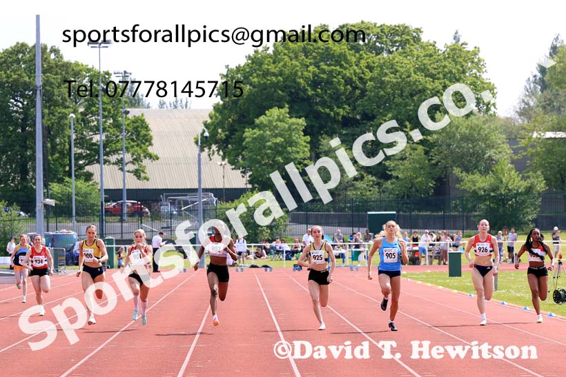 Womens Seniors 100 metres, 2024 North Eastern Track and Field Champs., Middlesbrough.  Photo: David T. Hewitson/Sports for All Pics